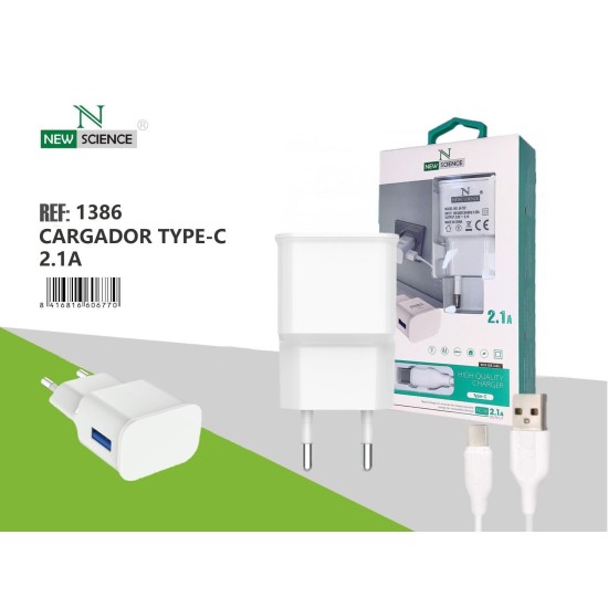 CARGADORA PARA NEW SCIENCE TYPE-C 2.1A COMPATIVEL BRANCO CARGADORA PARA NEW SCIENCE TYPE-C 2.1A COMPATIVEL BRANCO